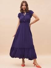 Purple Ruffle Detailing Tiered Maxi Dress