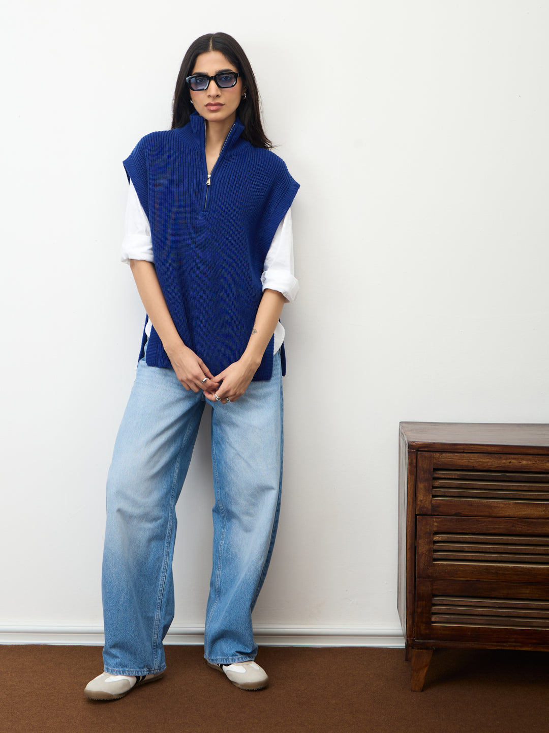 Royal Blue Zipper Sweater Vest
