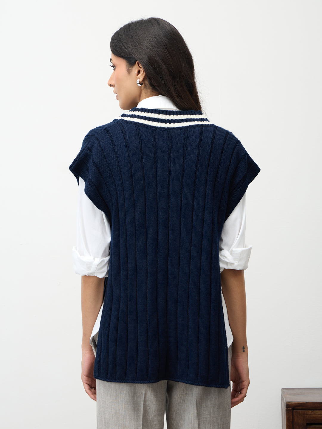 Navy Colorblock Sweater Vest