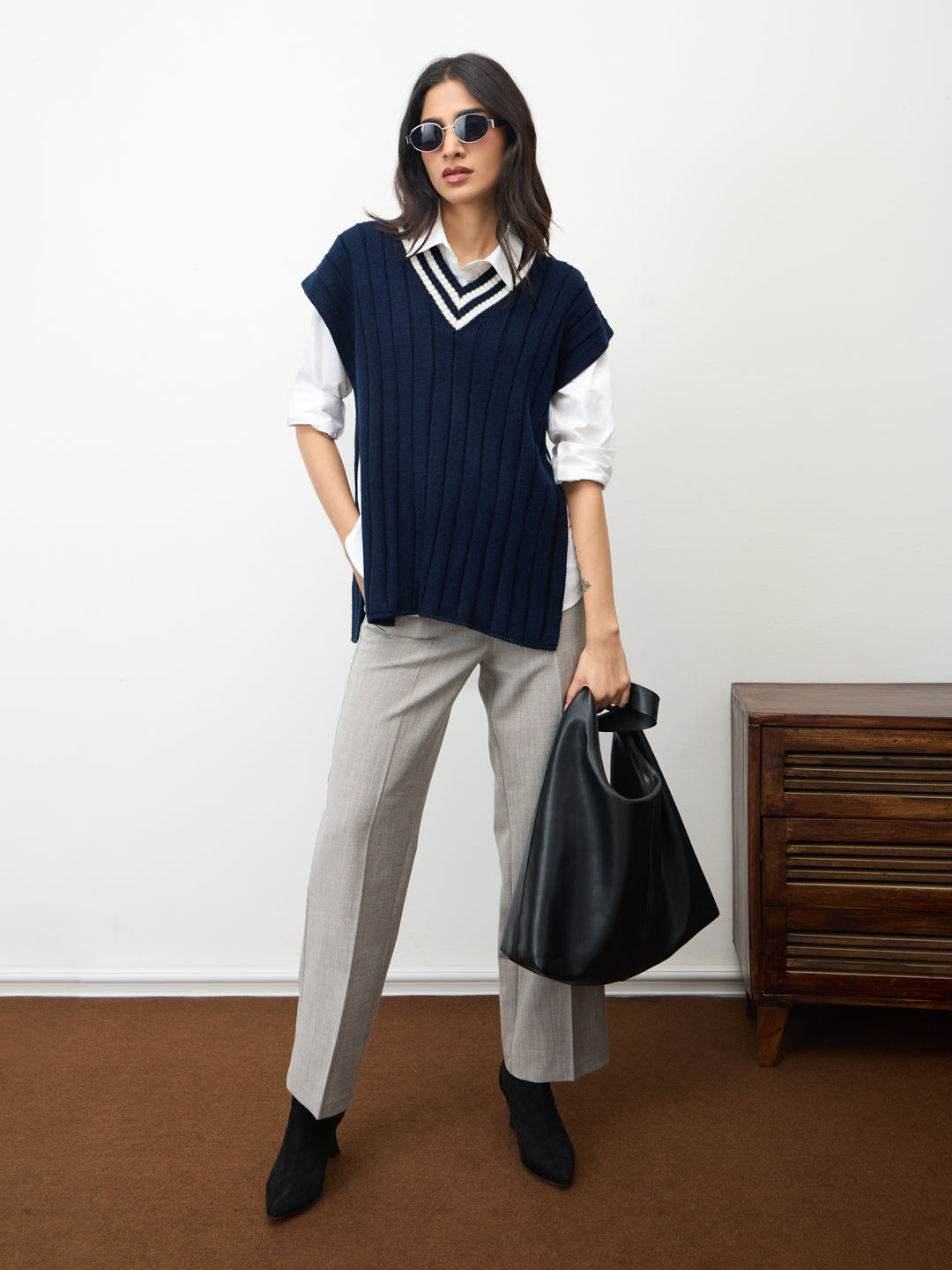 Navy Colorblock Sweater Vest