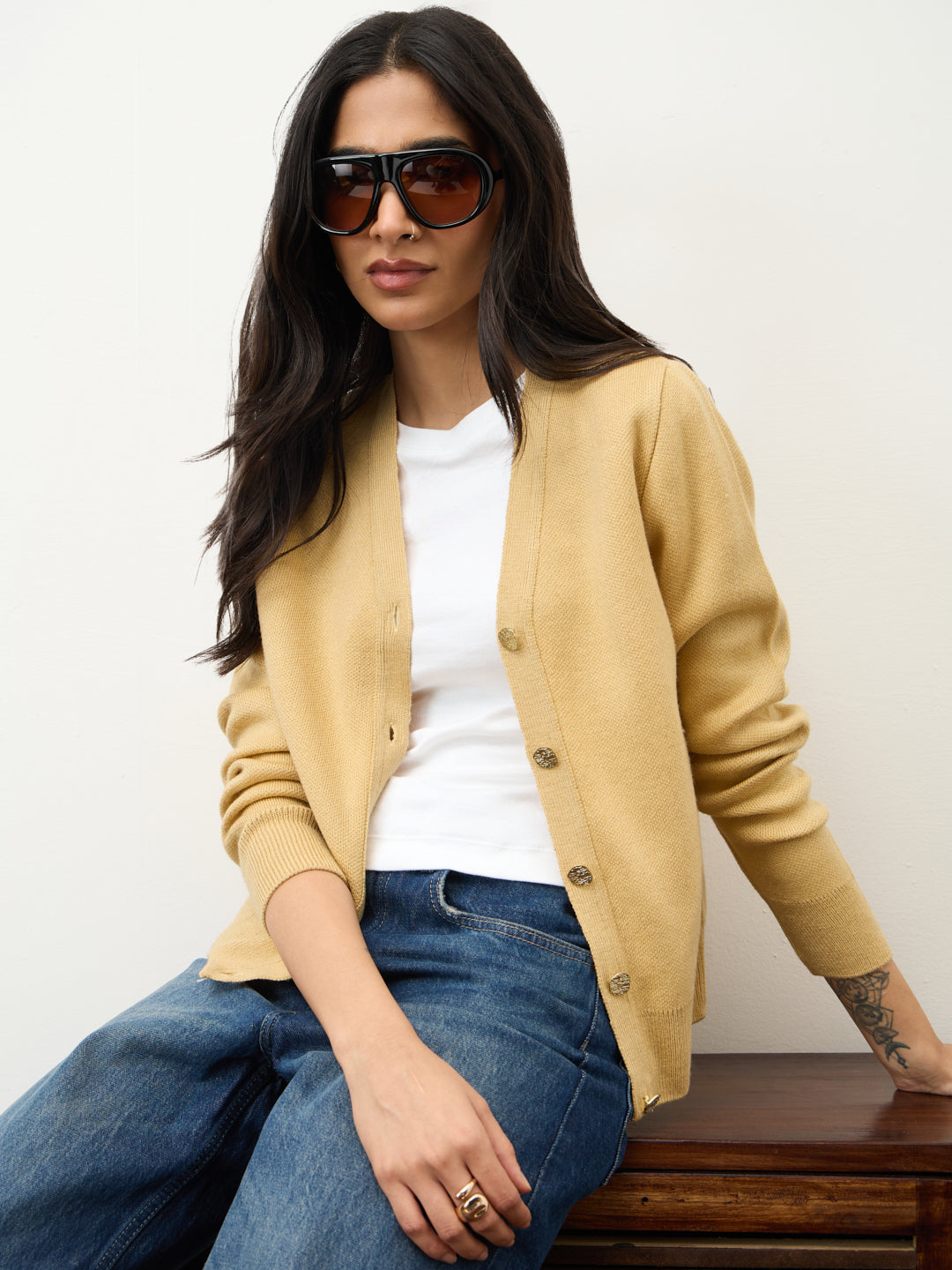 Butter Yellow V-Neck Cardigan