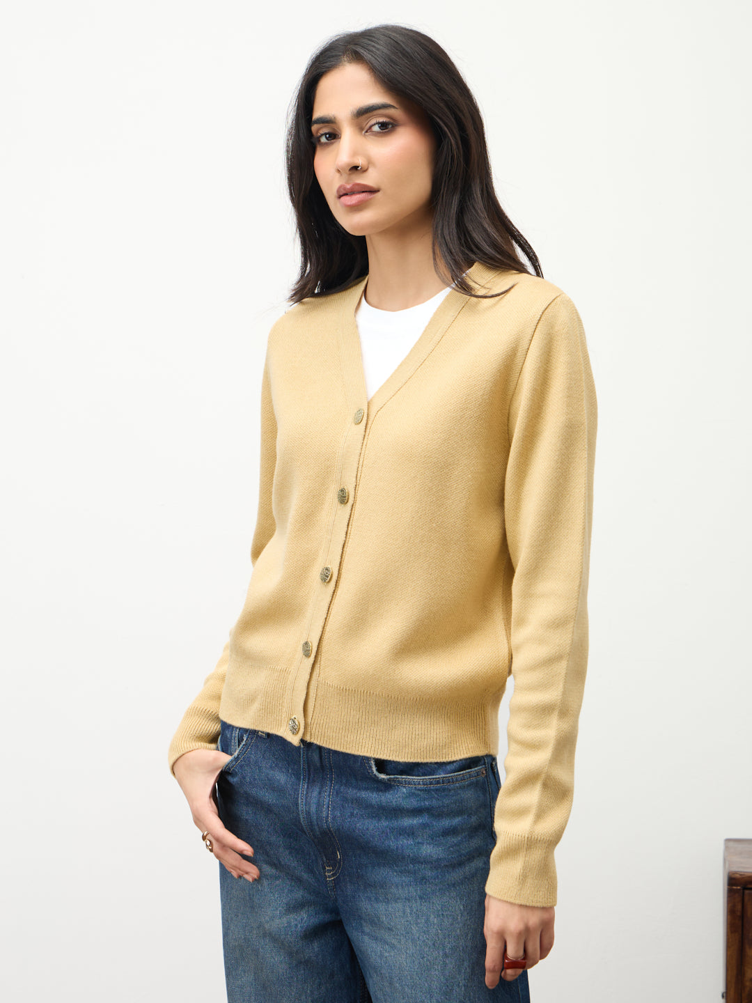 Butter Yellow V-Neck Cardigan