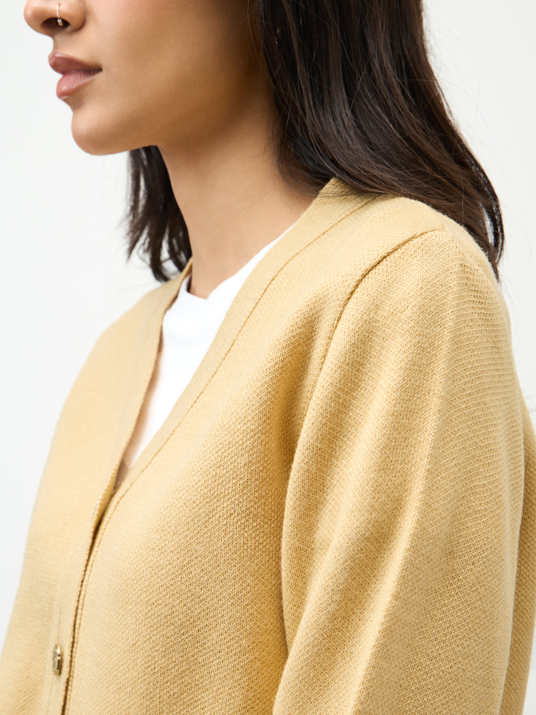 Butter Yellow V-Neck Cardigan
