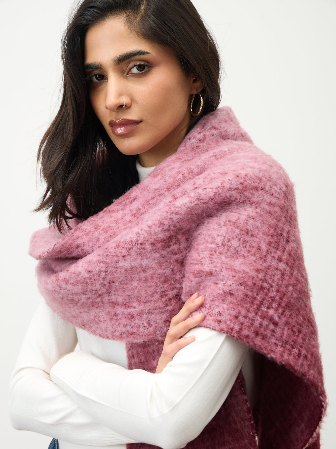 Wine Ombre Fringed Scarf