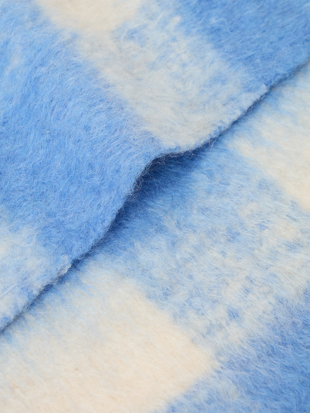 Blue Check Fringed Scarf
