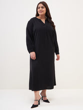 Black Solid V Neck Maxi Dress