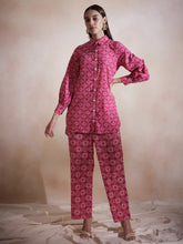 Pink Tile Printed Button Down Co-Ord Set
