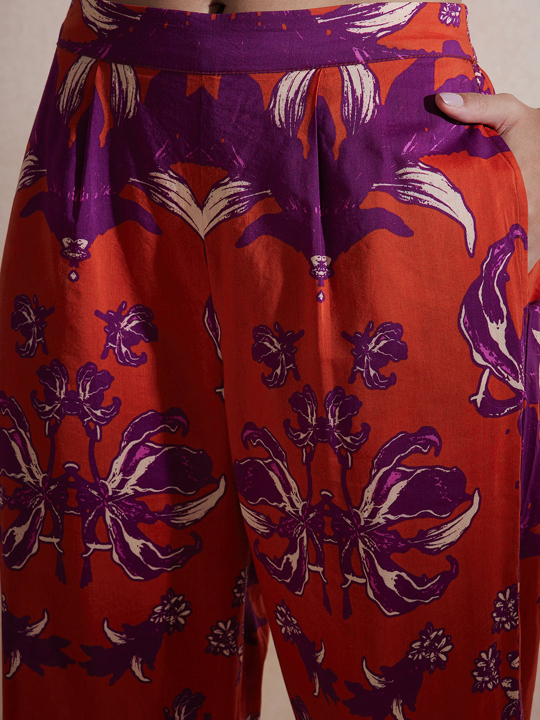 Purple Floral Printed Button Down Co-Ord Set