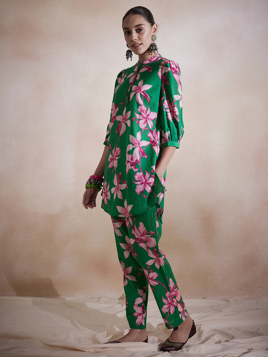 Green Tropical Printed Co-Ord Set