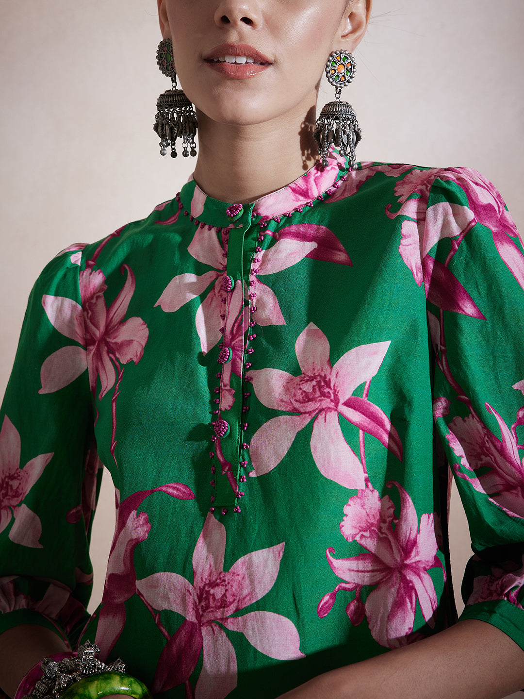 Green Tropical Printed Co-Ord Set
