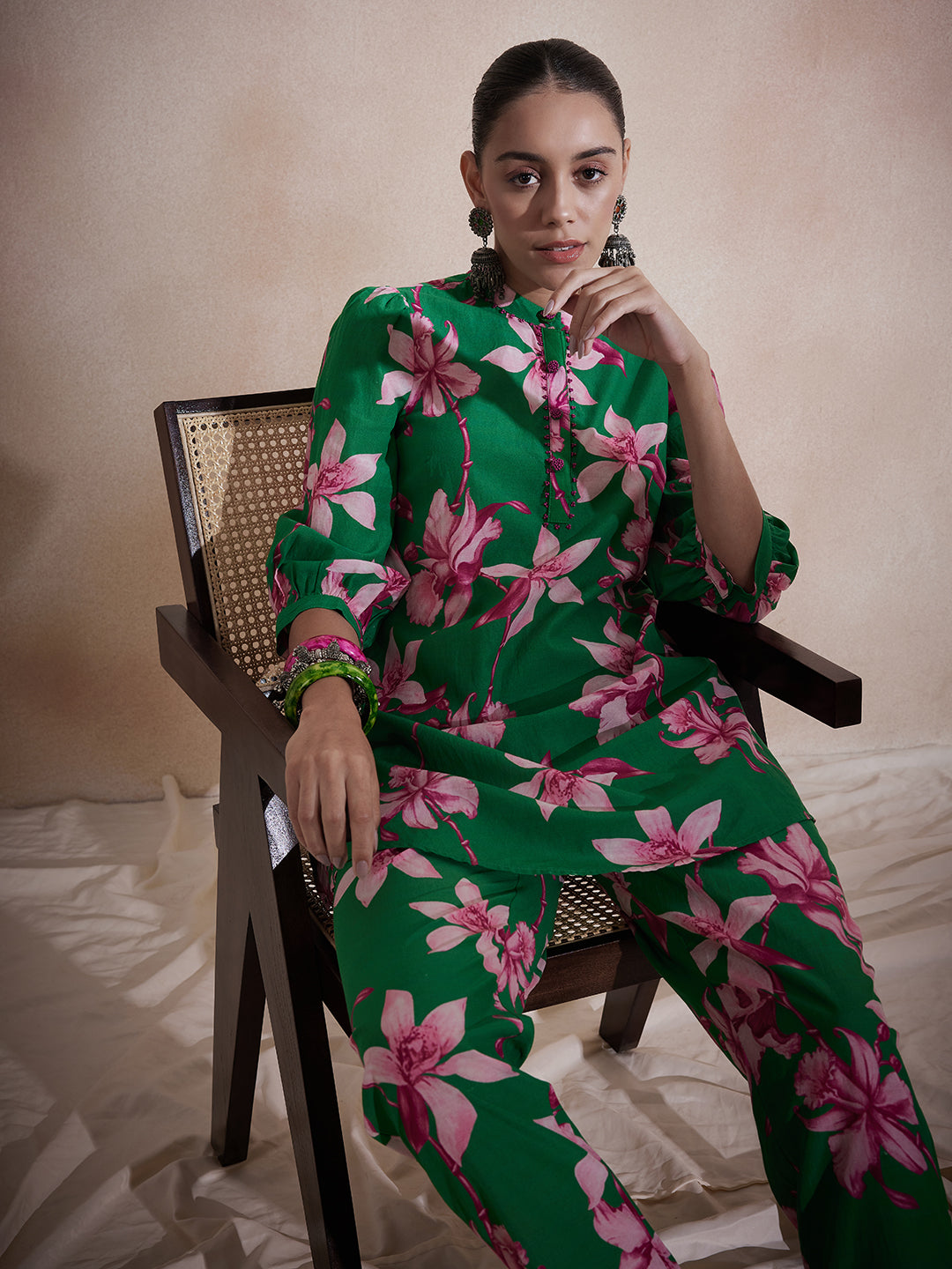 Green Tropical Printed Co-Ord Set