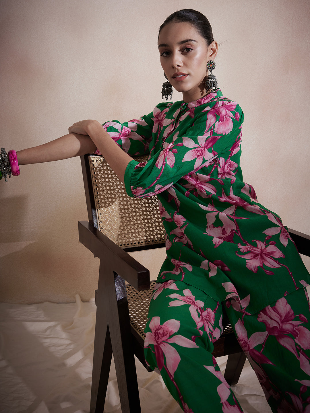 Green Tropical Printed Co-Ord Set