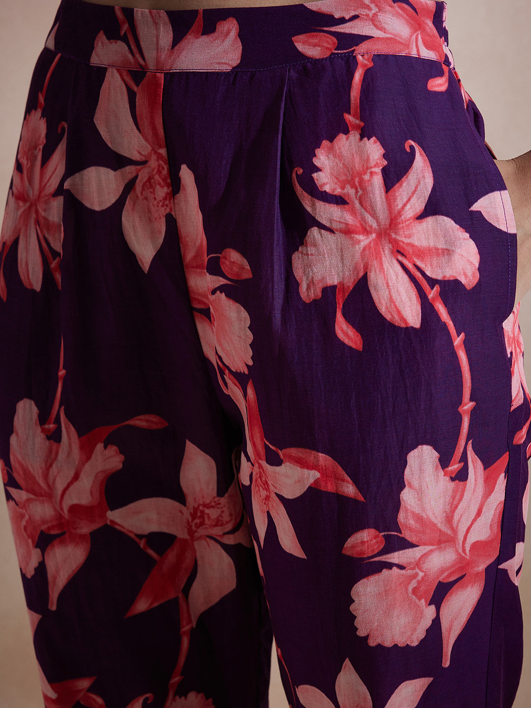 Purple Tropical Printed Co-Ord Set