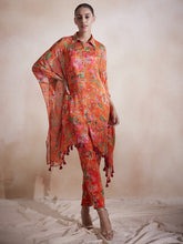 Orange Floral Tassel Detail Kaftan Co-Ord Set
