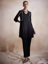 Black Solid Embellished Co-Ord Set