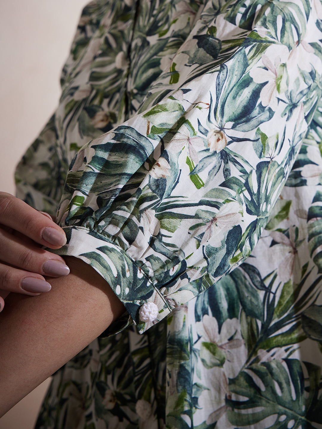 Green Leaf Printed High Low Co-Ord Set