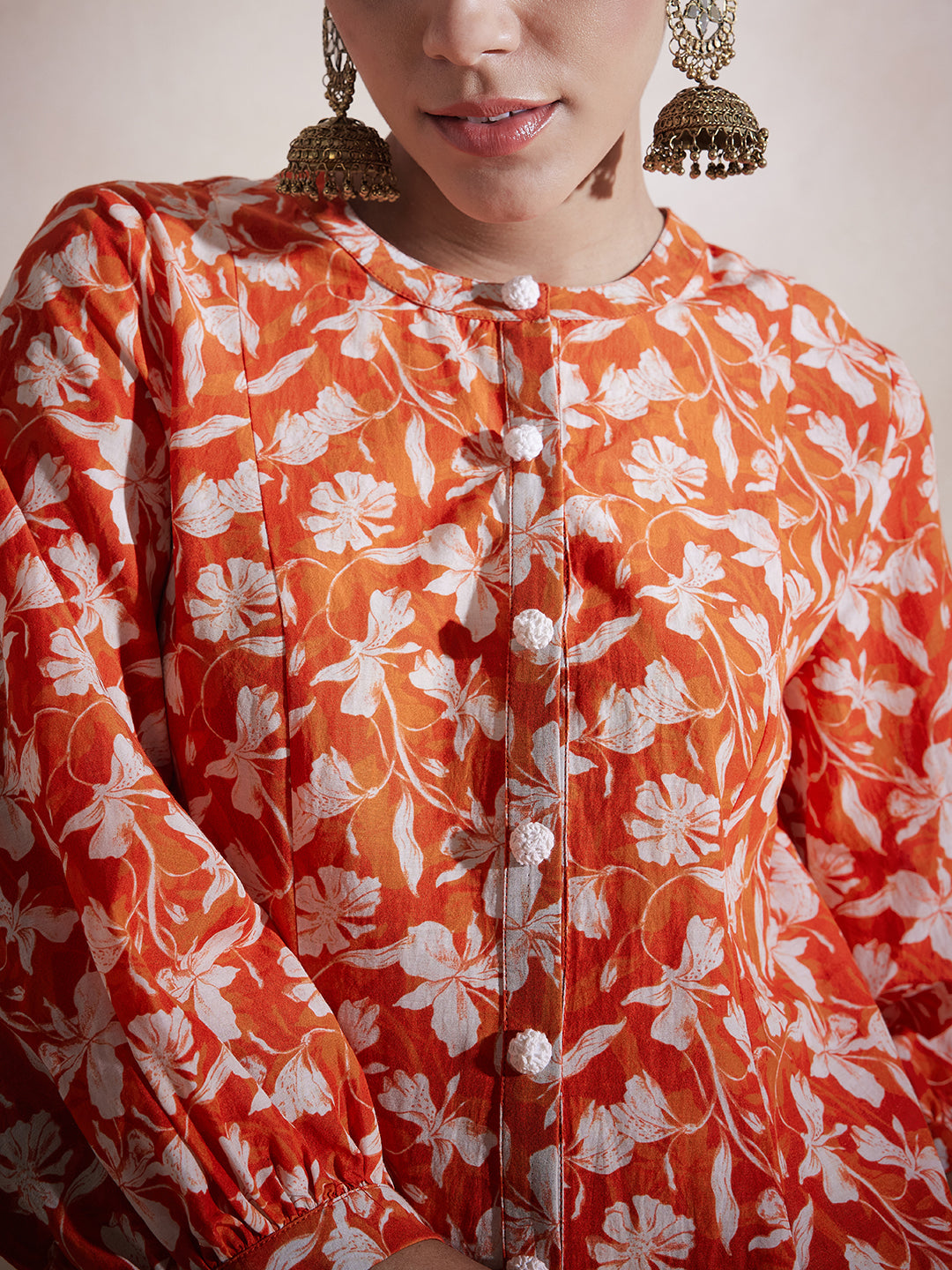 Orange Floral High Low Co-Ord Set