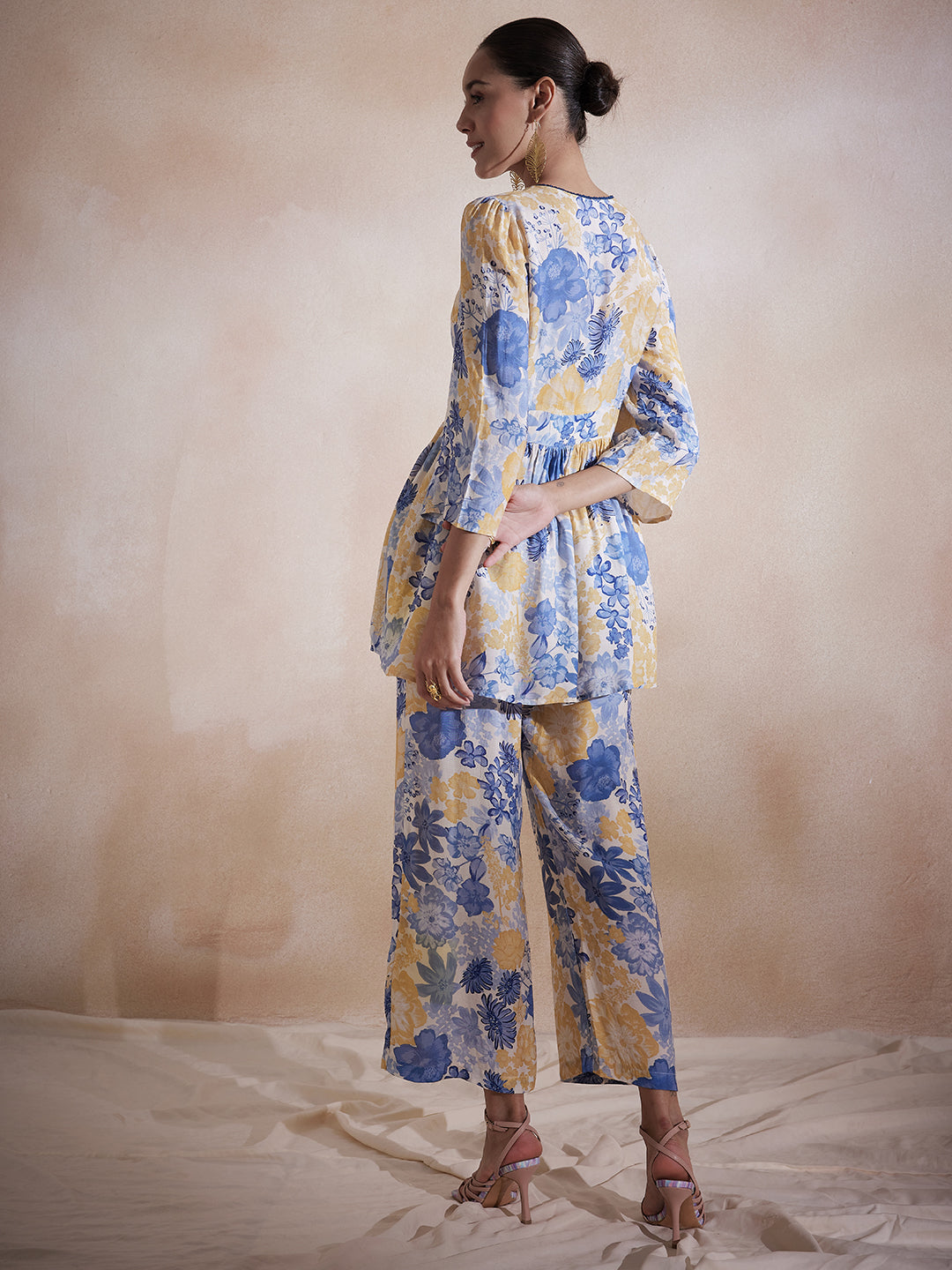 Yellow Floral Embroidered Co-Ord Set
