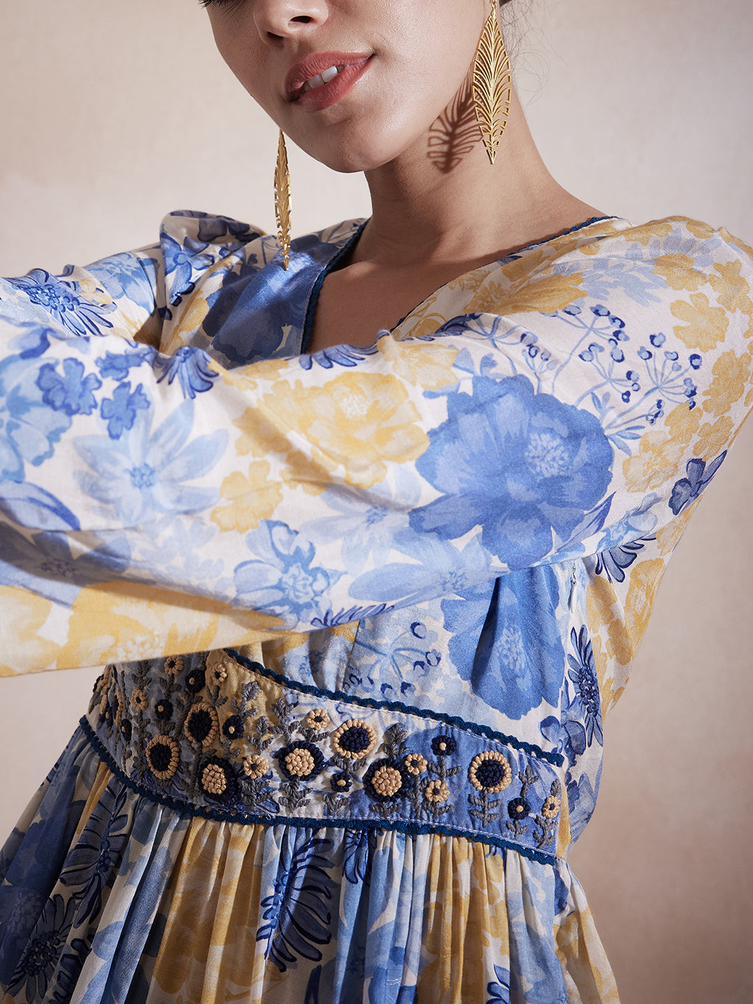 Yellow Floral Embroidered Co-Ord Set