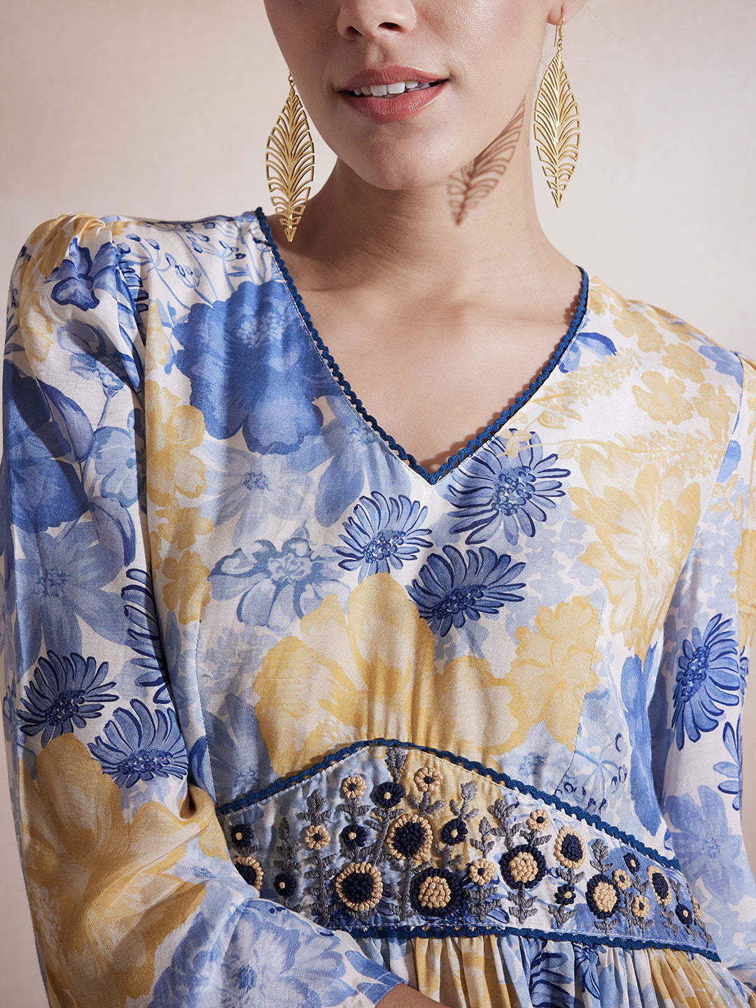 Yellow Floral Embroidered Co-Ord Set