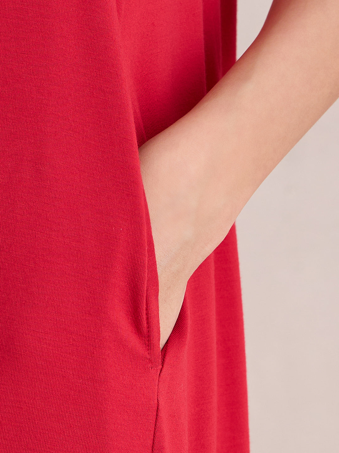 Bamboo Red Knit Swing Mini Dress