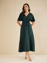 Green Kimono Wrap Maxi Dress