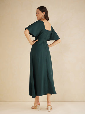 Green Kimono Wrap Maxi Dress