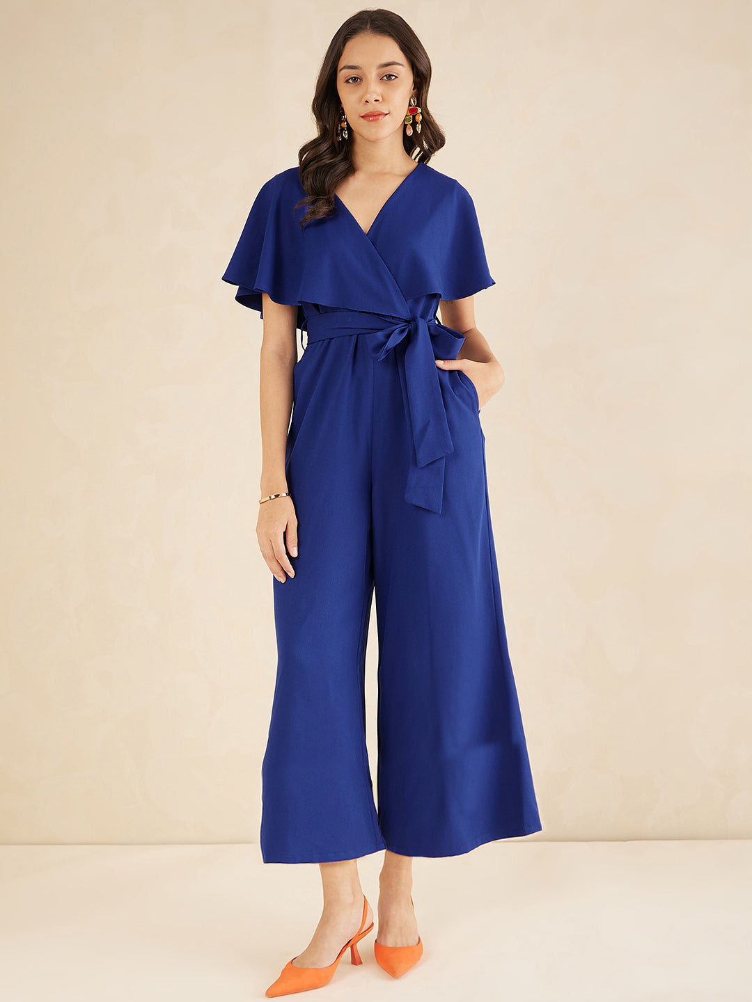 Blue Kimono Wrap Jumpsuit