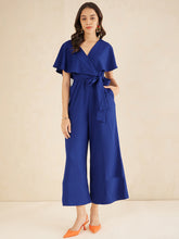 Blue Kimono Wrap Jumpsuit