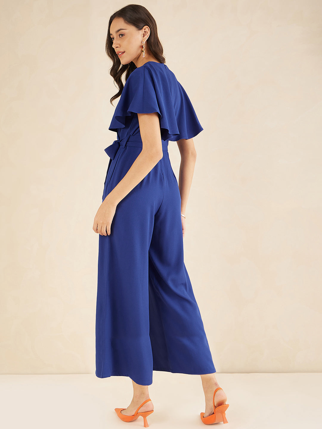 Blue Kimono Wrap Jumpsuit