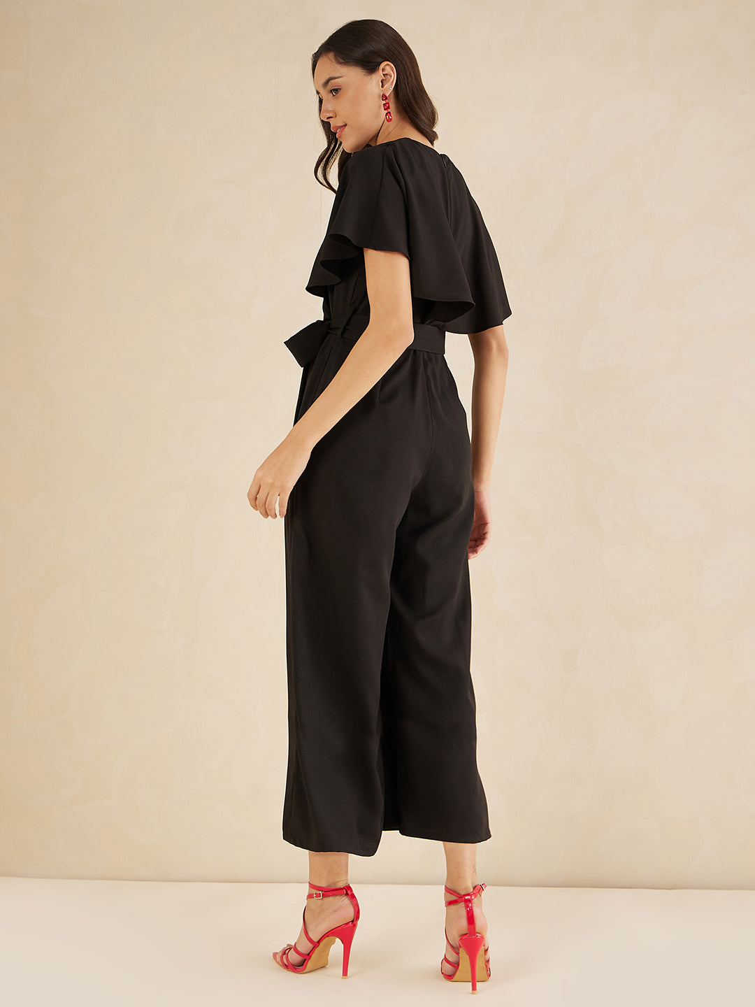 Black Kimono Wrap Jumpsuit