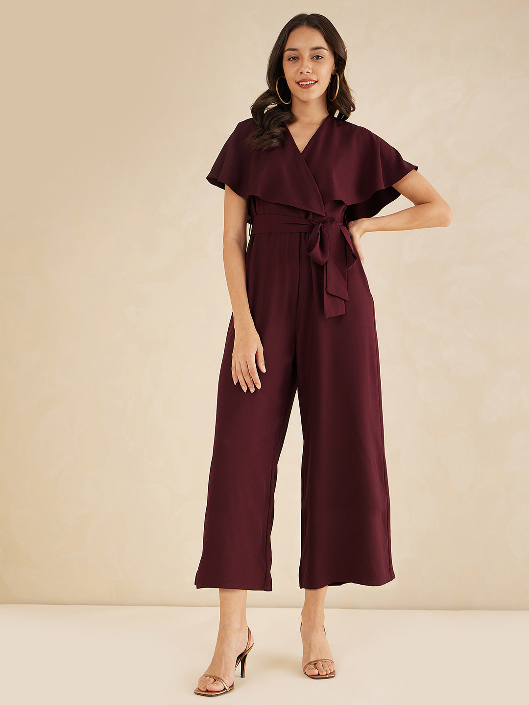 Wine Kimono Wrap Jumpsuit