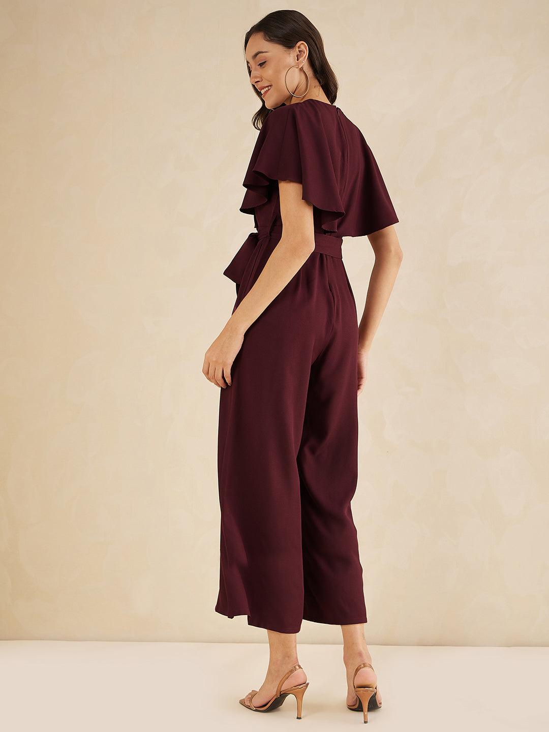 Wine Kimono Wrap Jumpsuit