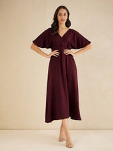 Wine Kimono Wrap Maxi Dress