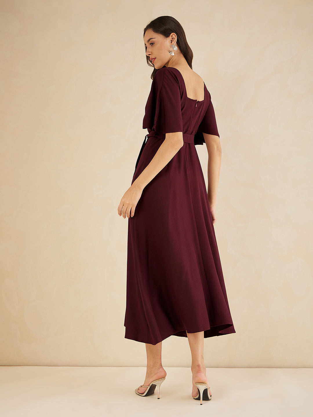 Wine Kimono Wrap Maxi Dress