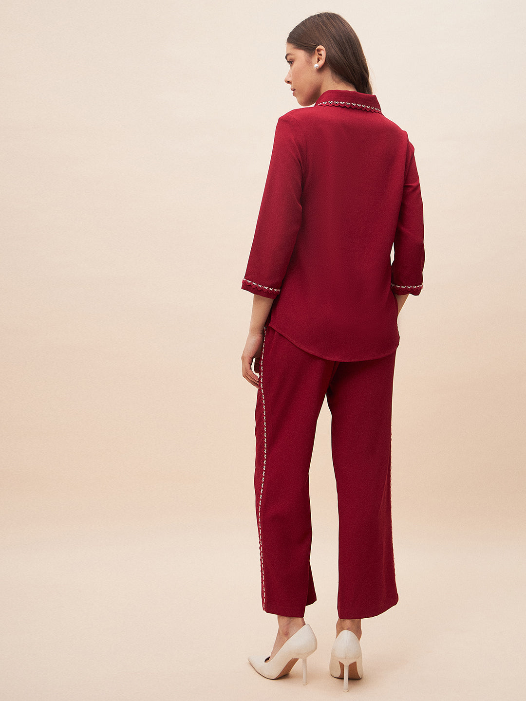 Red Laced Shirt Co-Ord Set