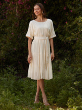 White Round Neck Tier Midi Dress