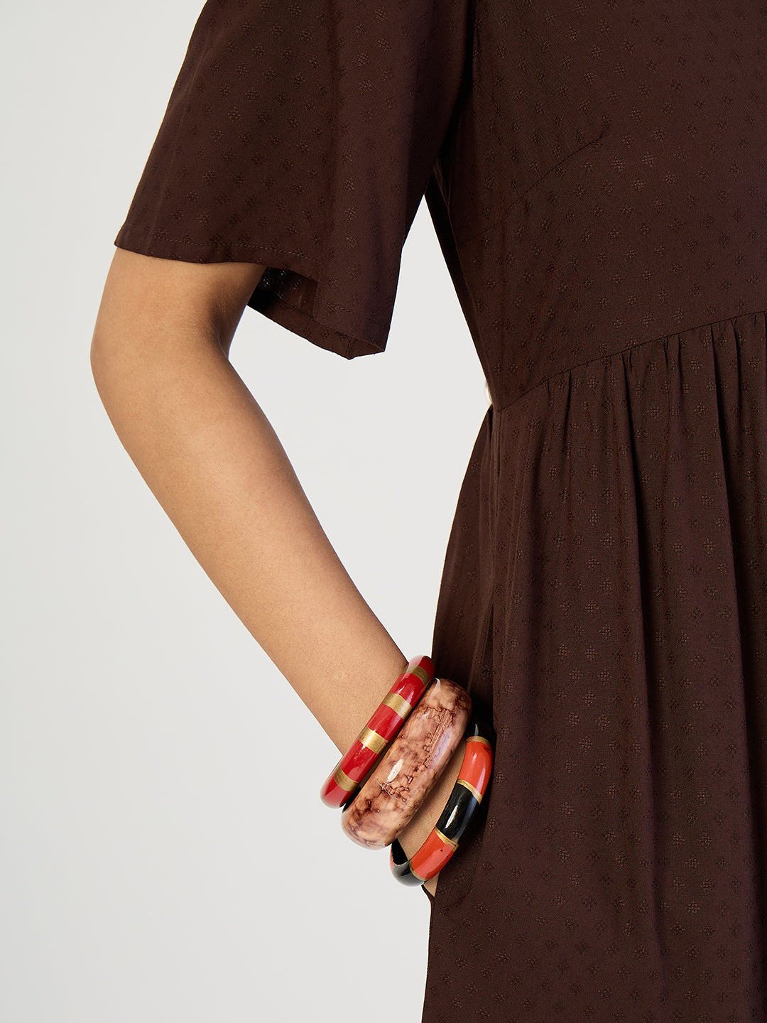 Coffee Brown Dobby Tiered Maxi Dress