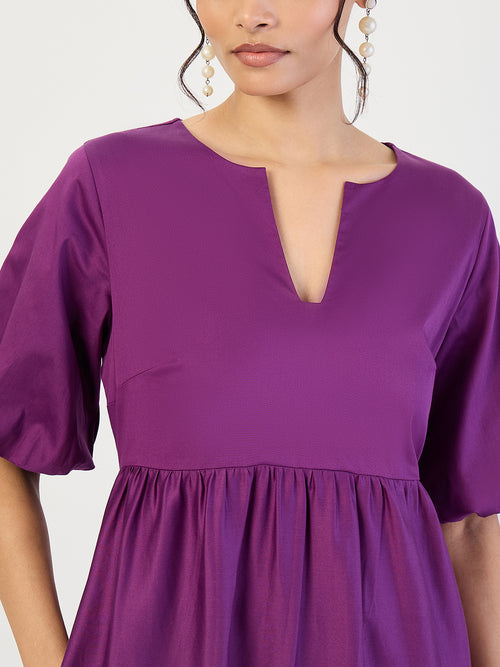 Purple Cotton Tiered Maxi Dress
