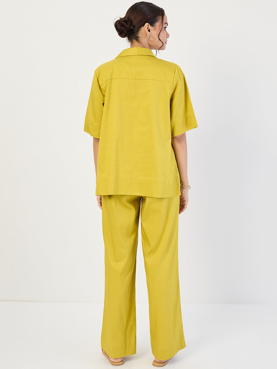 Citrine Green Cotton Pin Tuck Detail Co-Ord Set