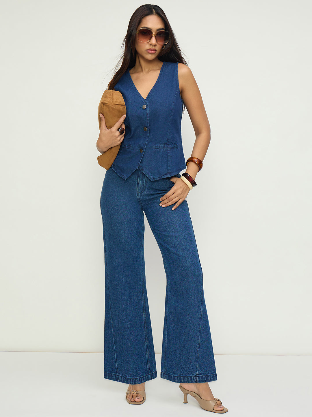 DenimClassic Navy Flared High-Rise Jeans