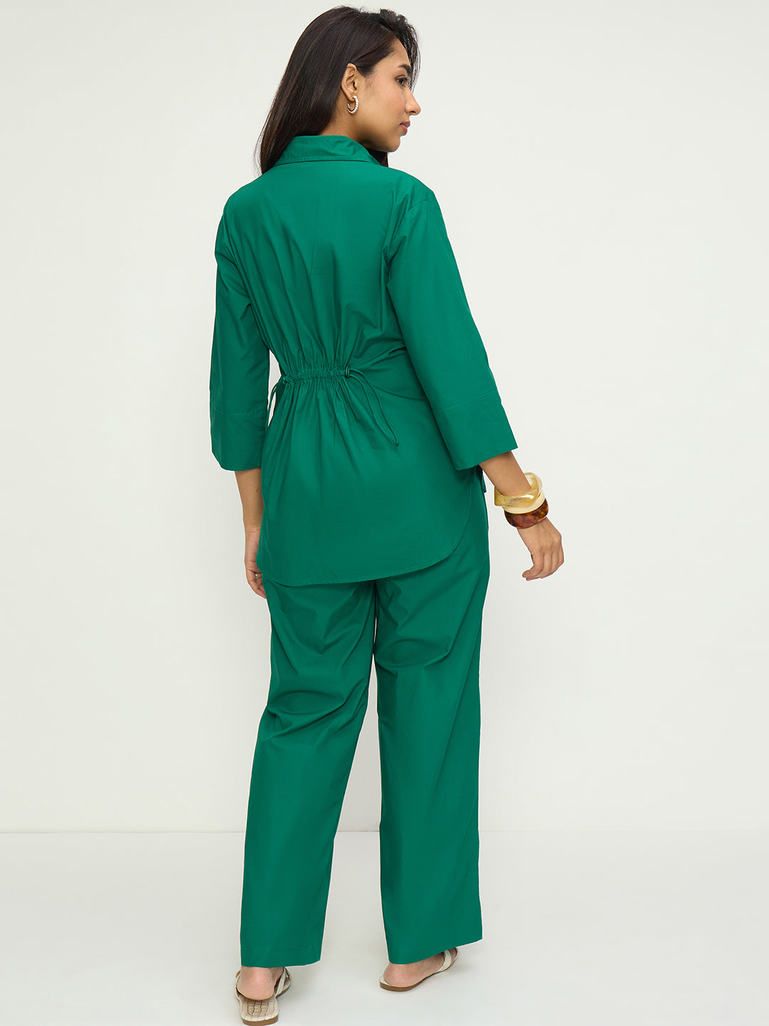 Green Poplin Shirt Co-Ord Set