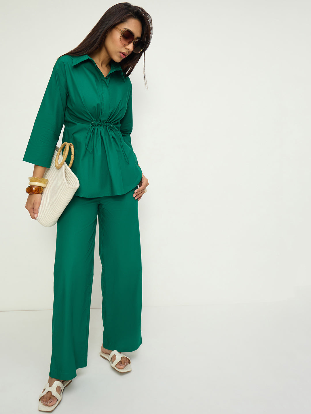 Green Poplin Shirt Co-Ord Set