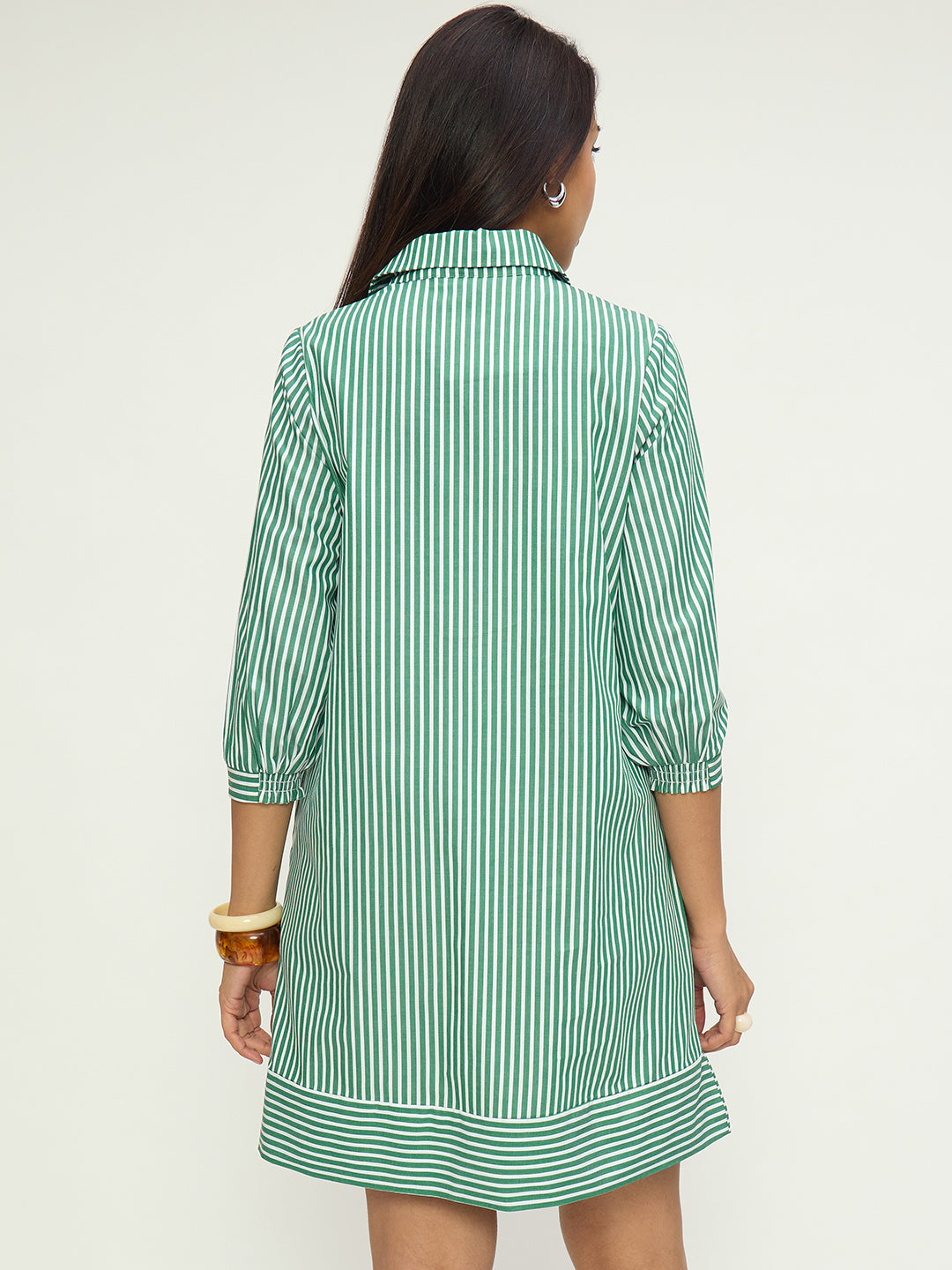 Green Stripe A-Line Mini Dress