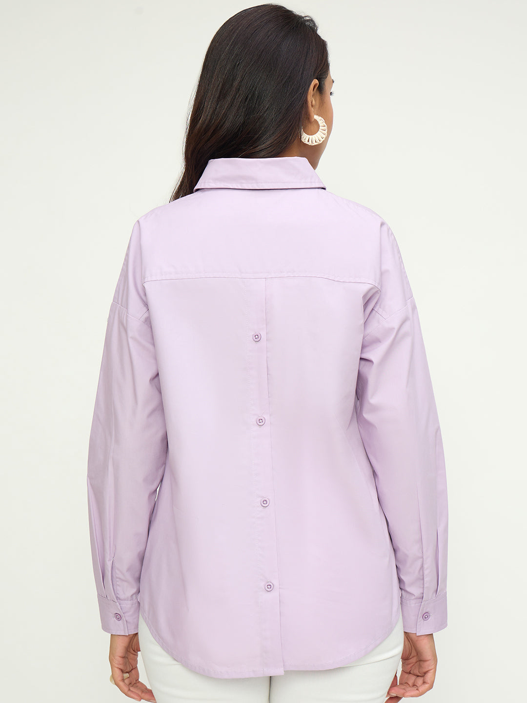 CrispCotton Lilac Back Button Detail Shirt