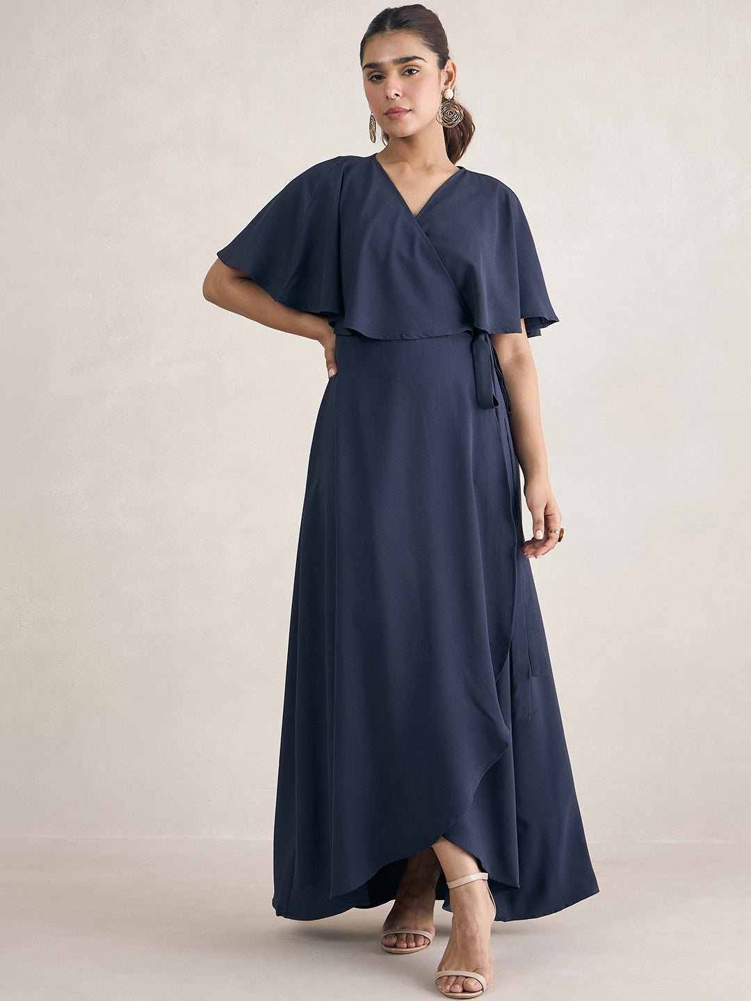 Navy Wrap Formal Maxi Dress