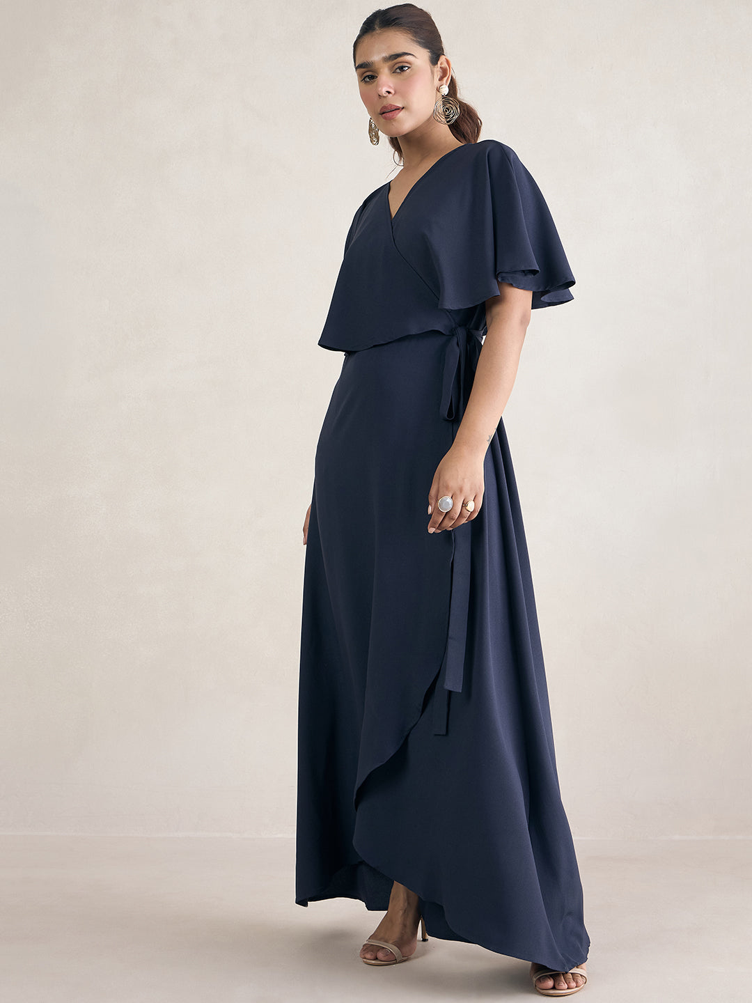 Navy Wrap Formal Maxi Dress