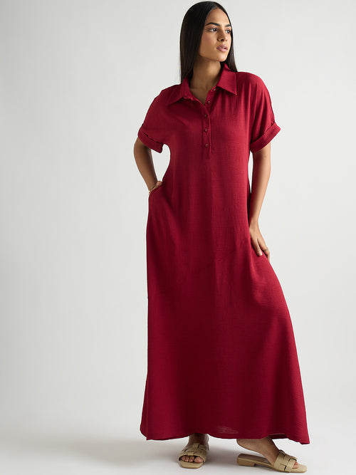 Deep Red A-Line Maxi Dress