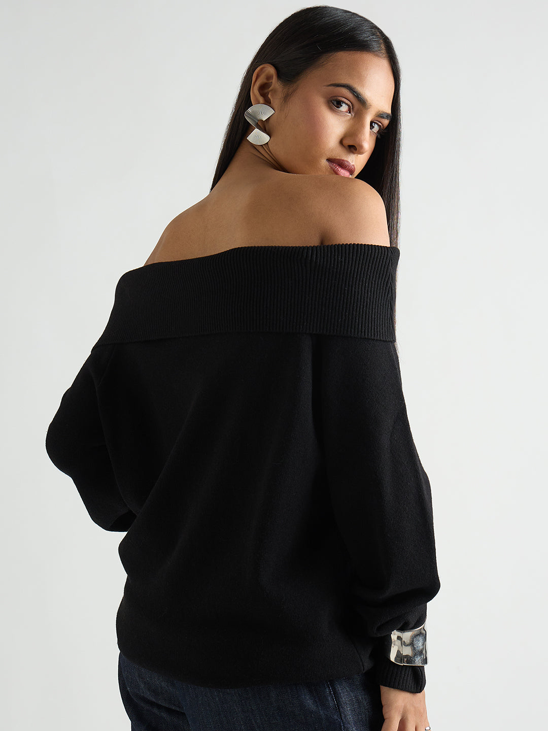 Black Off Shoulder Sweater