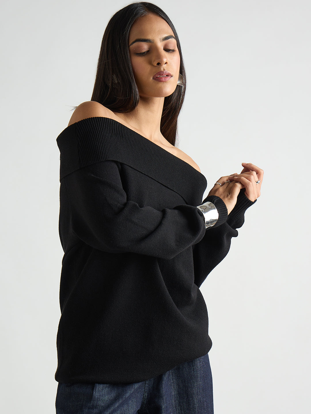 Black Off Shoulder Sweater